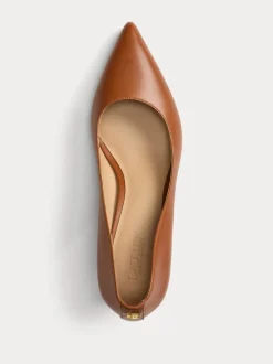 Lauren Ralph Lauren Brown Adrienne Leather Kitten Court Heels