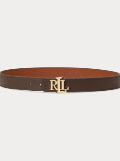 Lauren Ralph Lauren Lauren Tan/Dark Brown 2.5cm Logo Reversible Pebbled Leather Belt
