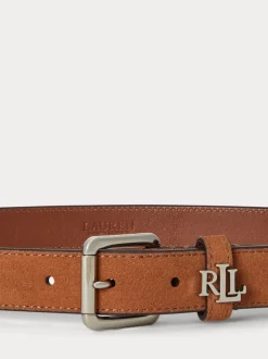 Lauren Ralph Lauren Lauren Tan 2.5cm Skinny Logo-Keeper Leather Belt