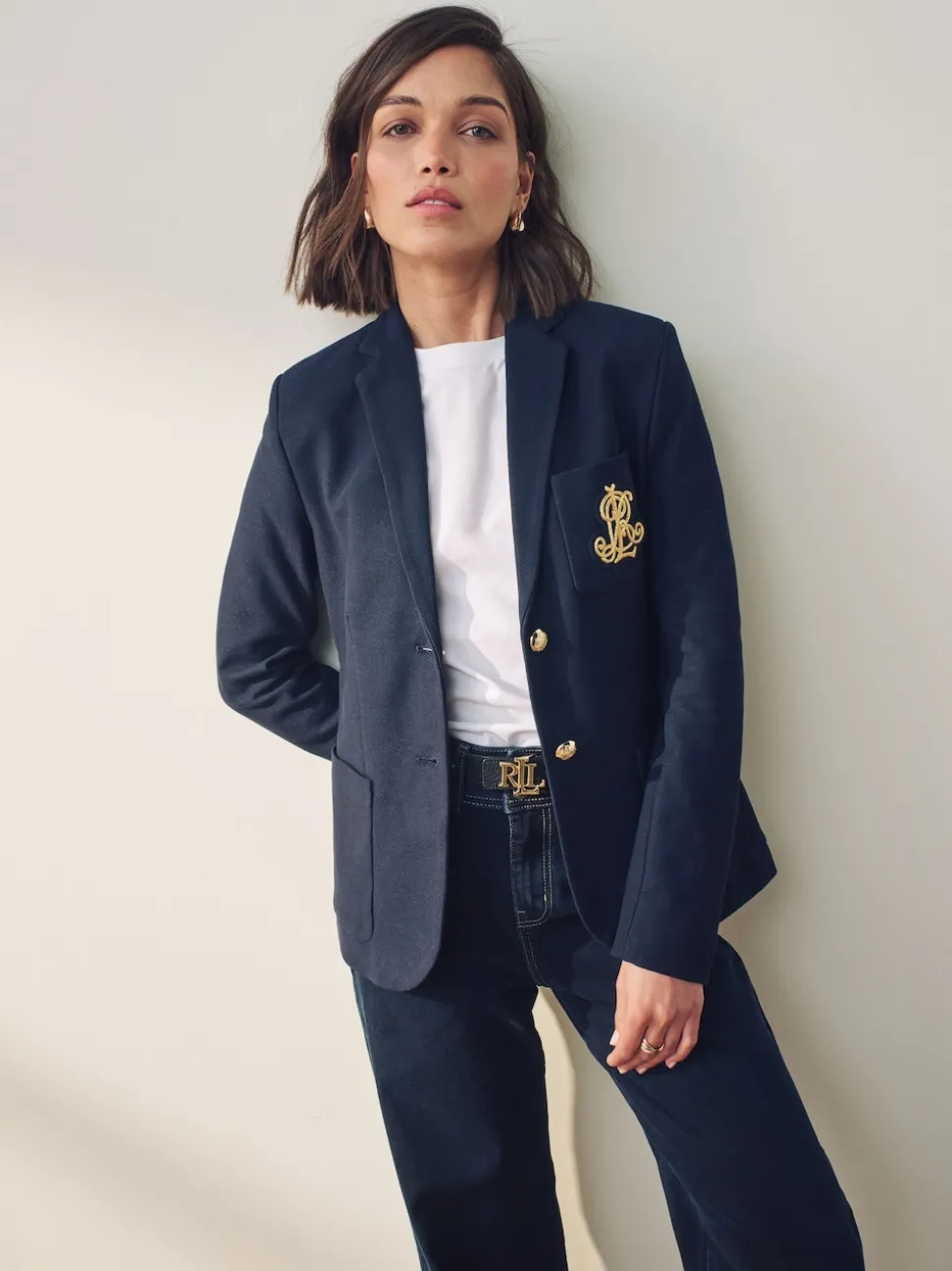 Lauren Ralph Lauren Lauren Navy Anfisa Bullion Jacquard Blazer