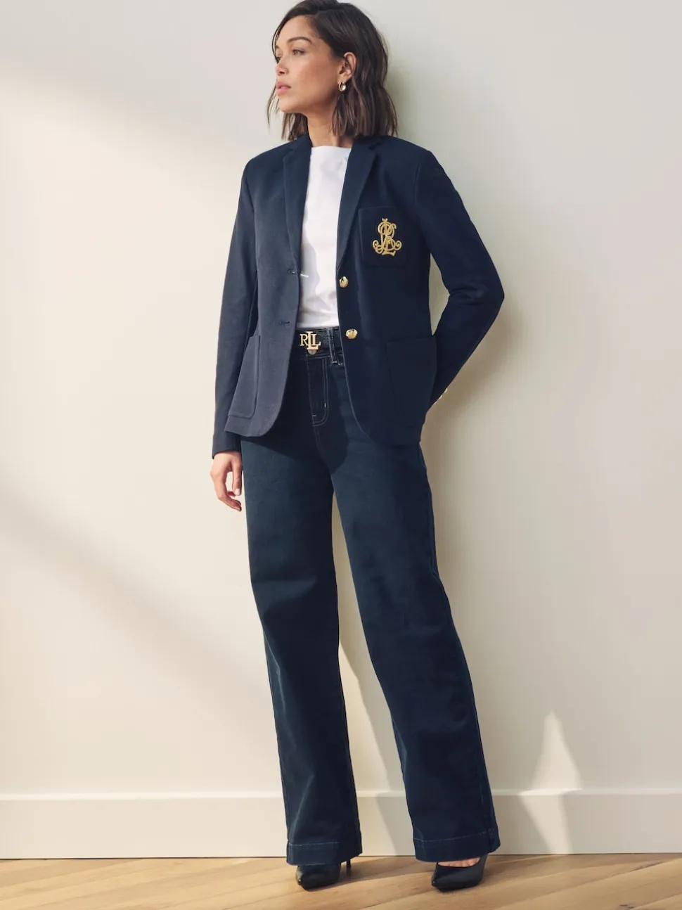 Lauren Ralph Lauren Lauren Navy Anfisa Bullion Jacquard Blazer