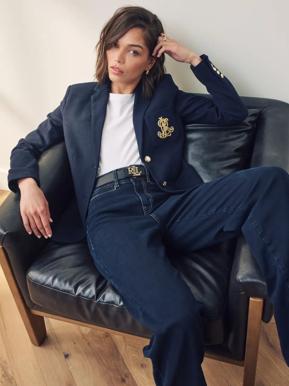 Lauren Ralph Lauren Lauren Navy Anfisa Bullion Jacquard Blazer