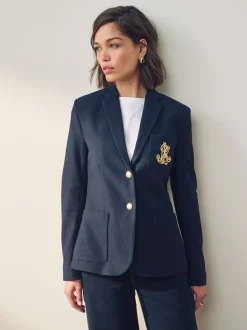 Lauren Ralph Lauren Lauren Navy Anfisa Bullion Jacquard Blazer