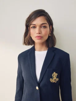 Lauren Ralph Lauren Lauren Navy Anfisa Bullion Jacquard Blazer