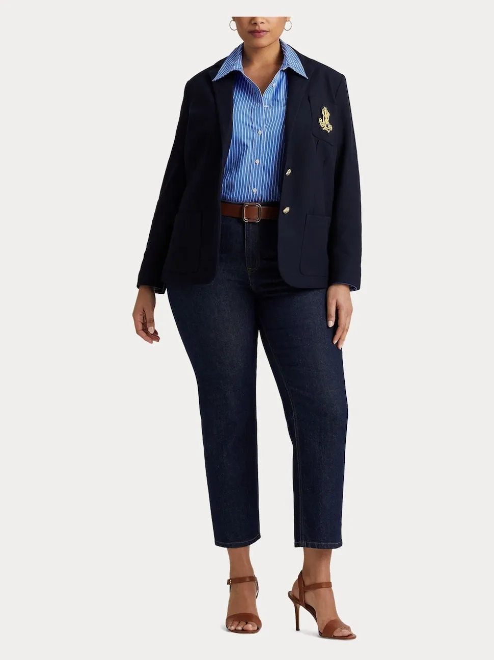 Lauren Ralph Lauren Lauren Navy Curve Anfisa Bullion Jacquard Blazer