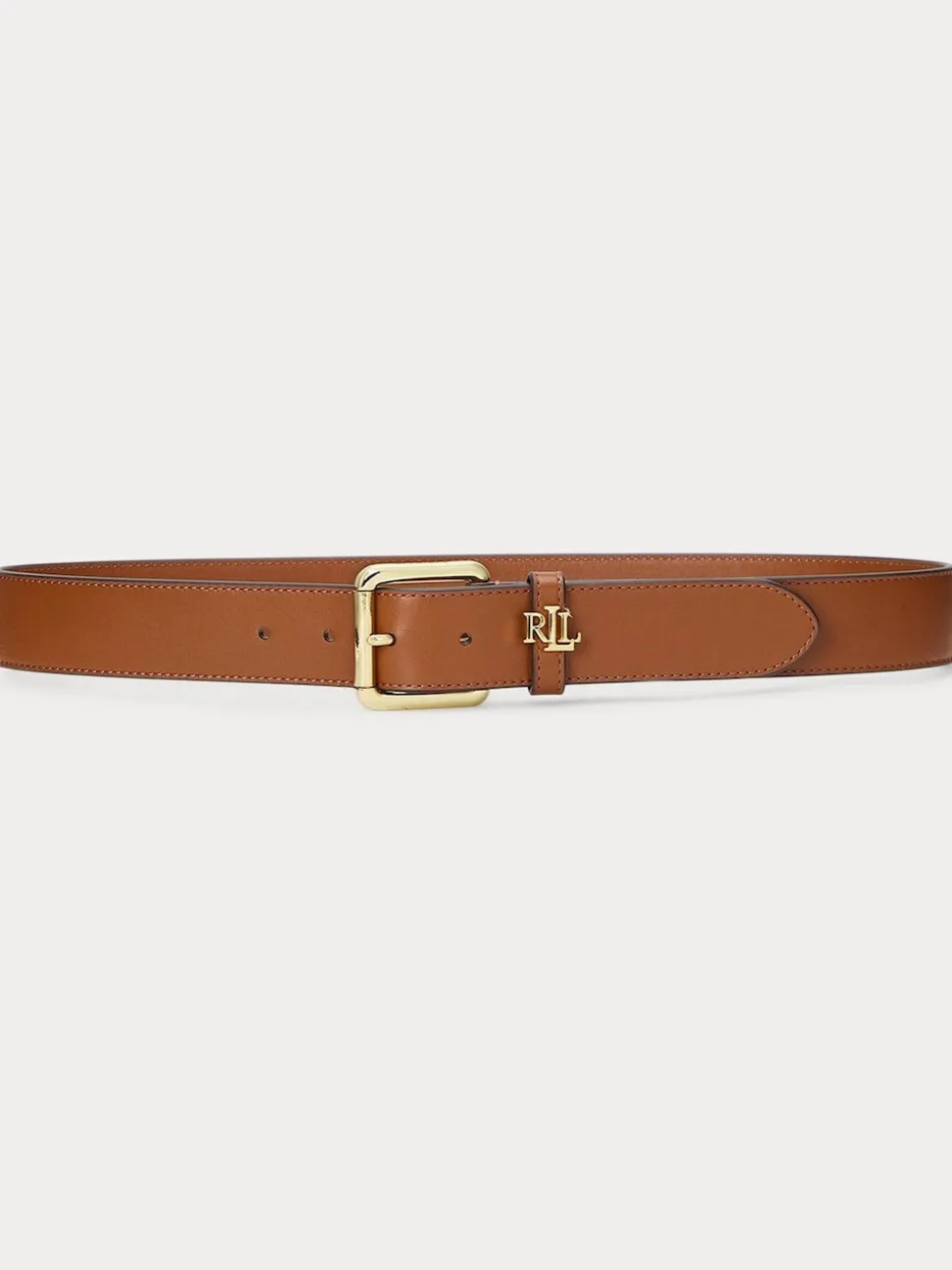 Lauren Ralph Lauren Lauren Tan 3.2cm Logo-Keeper Leather Belt