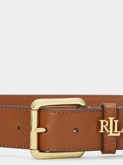 Lauren Ralph Lauren Lauren Tan 3.2cm Logo-Keeper Leather Belt