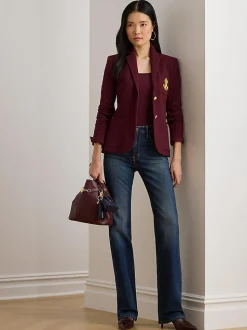 Lauren Ralph Lauren Red Anfisa Crest Logo Blazer Jacket
