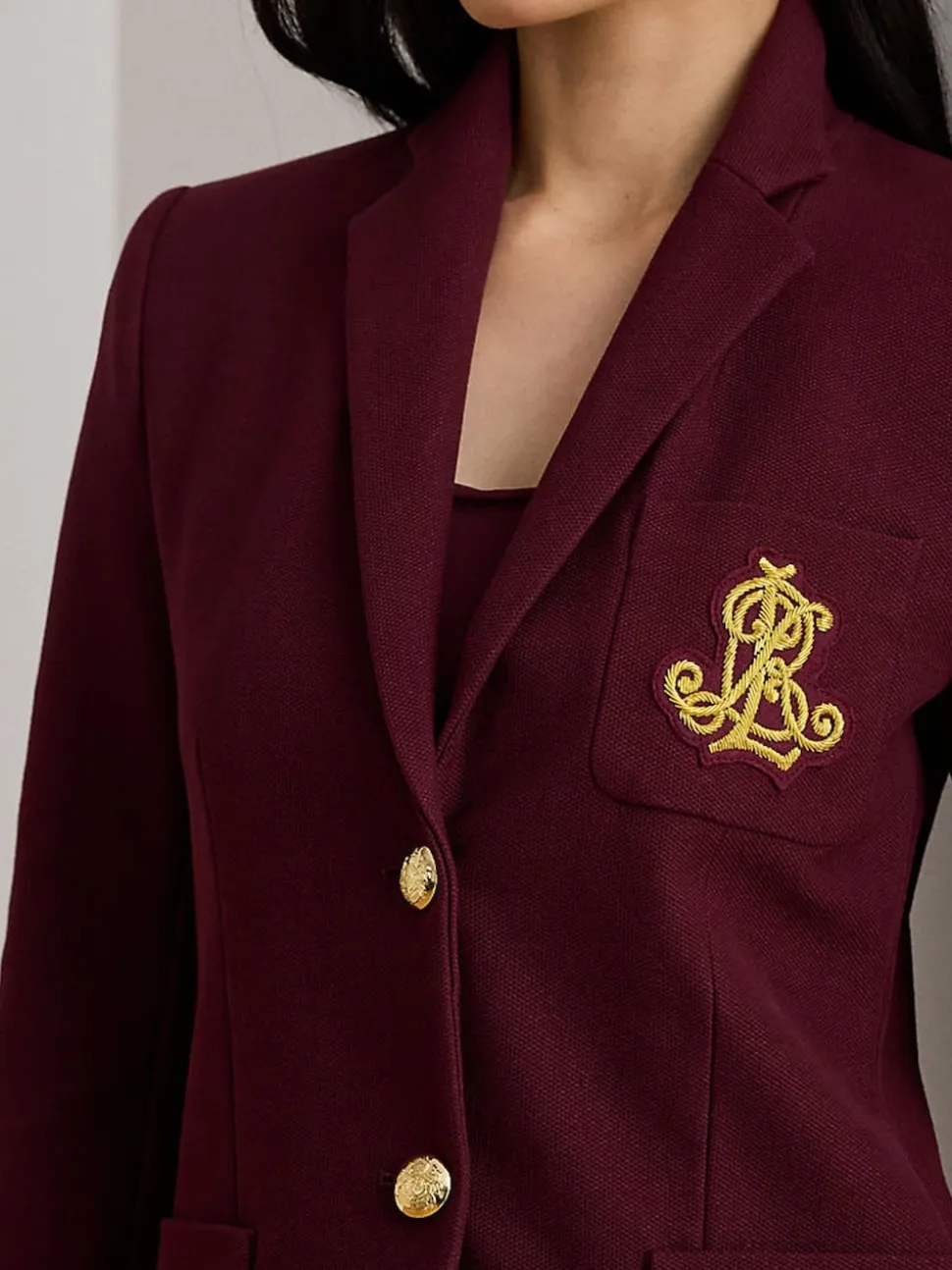 Lauren Ralph Lauren Red Anfisa Crest Logo Blazer Jacket