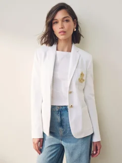 Lauren Ralph Lauren White Anfisa Bullion Jacquard Blazer