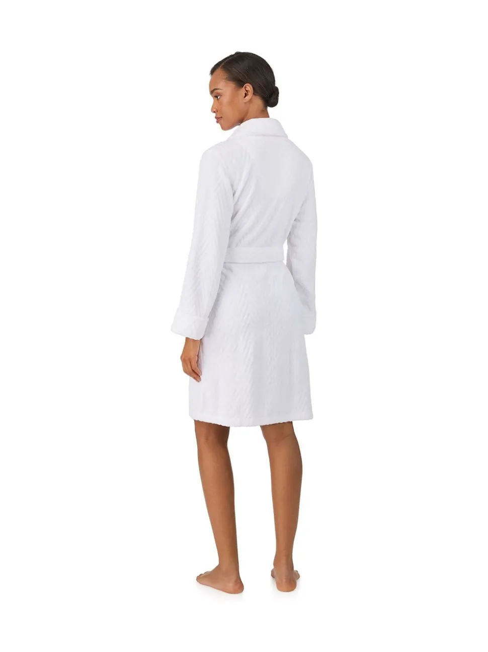 Lauren Ralph Lauren White Chenille So Soft L/S Shawl Collar Short Robe