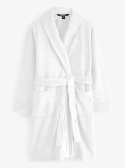Lauren Ralph Lauren White Chenille So Soft L/S Shawl Collar Short Robe