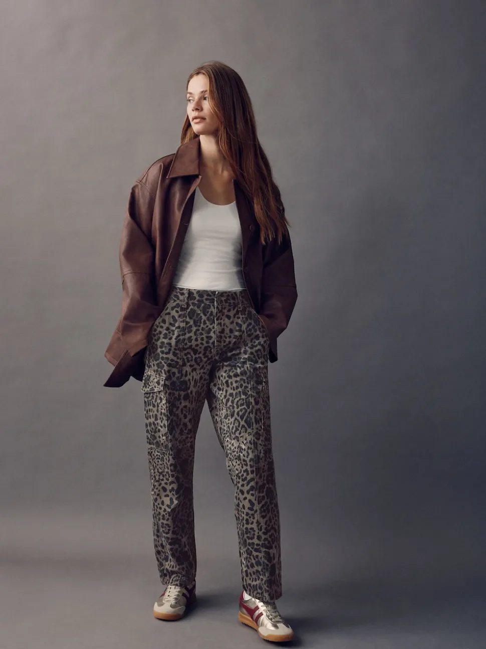 Leopard Ankle Straight Leg Carpenter Jeans