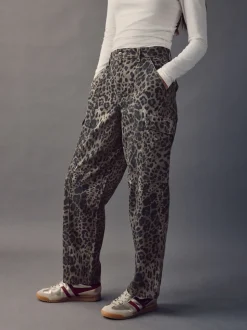 Leopard Ankle Straight Leg Carpenter Jeans