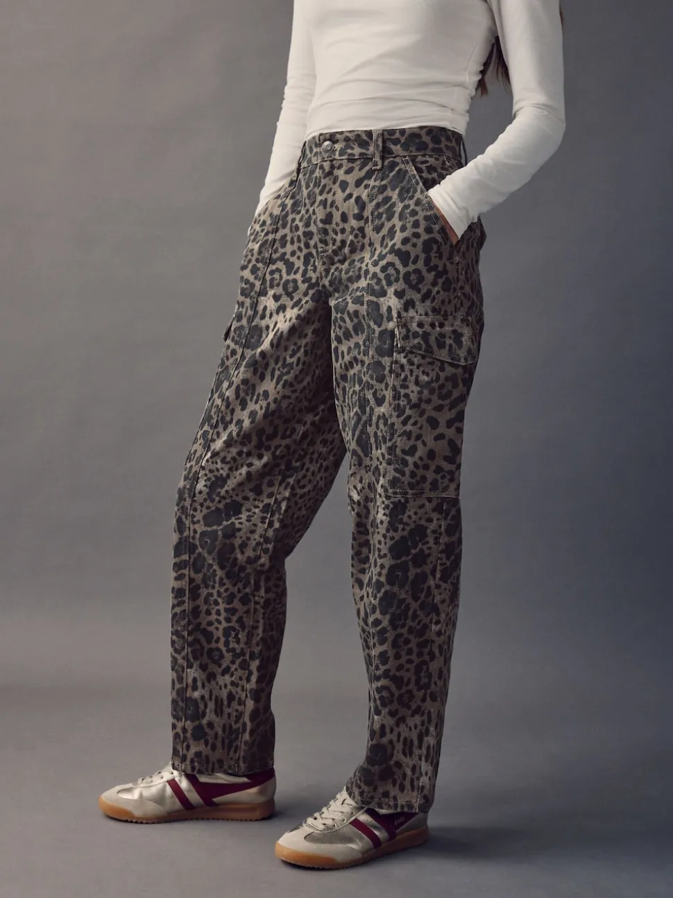 Leopard Ankle Straight Leg Carpenter Jeans