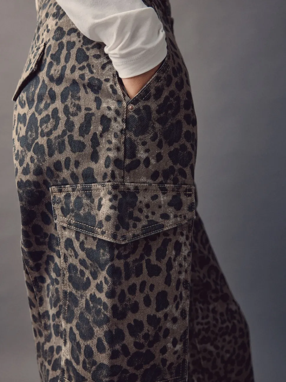 Leopard Ankle Straight Leg Carpenter Jeans