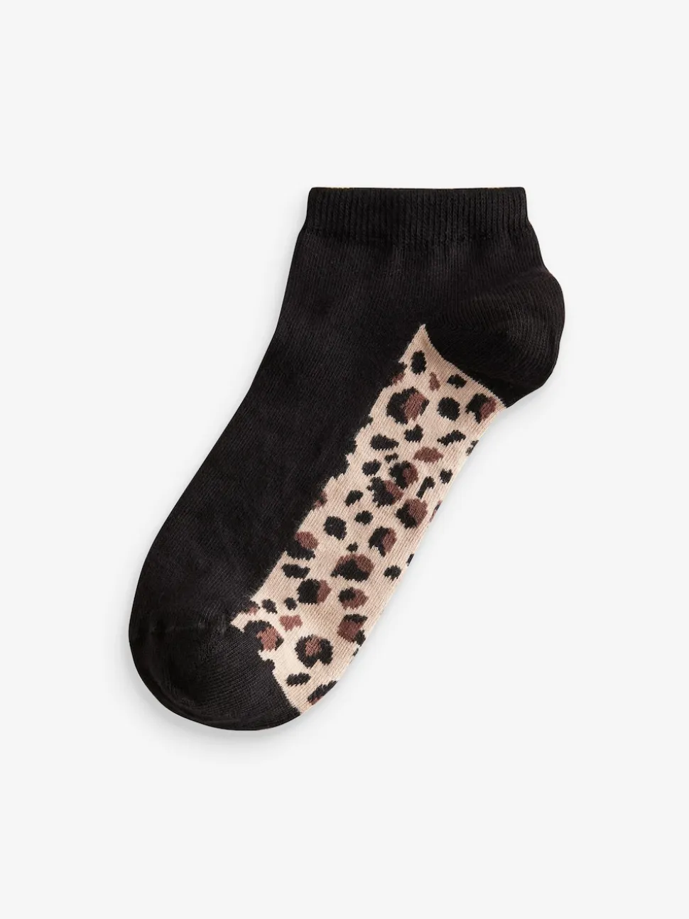 Leopard Footbed Trainers Socks 5 Pack