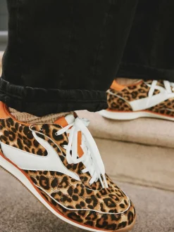Leopard Forever Comfort Panel Detail Lace-Up Trainers
