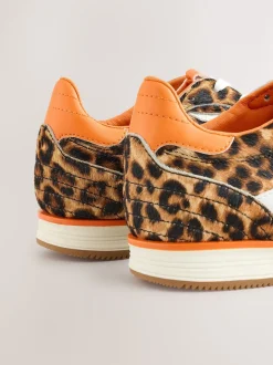 Leopard Forever Comfort Panel Detail Lace-Up Trainers