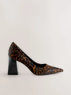 Leopard Leather Block Court Heels