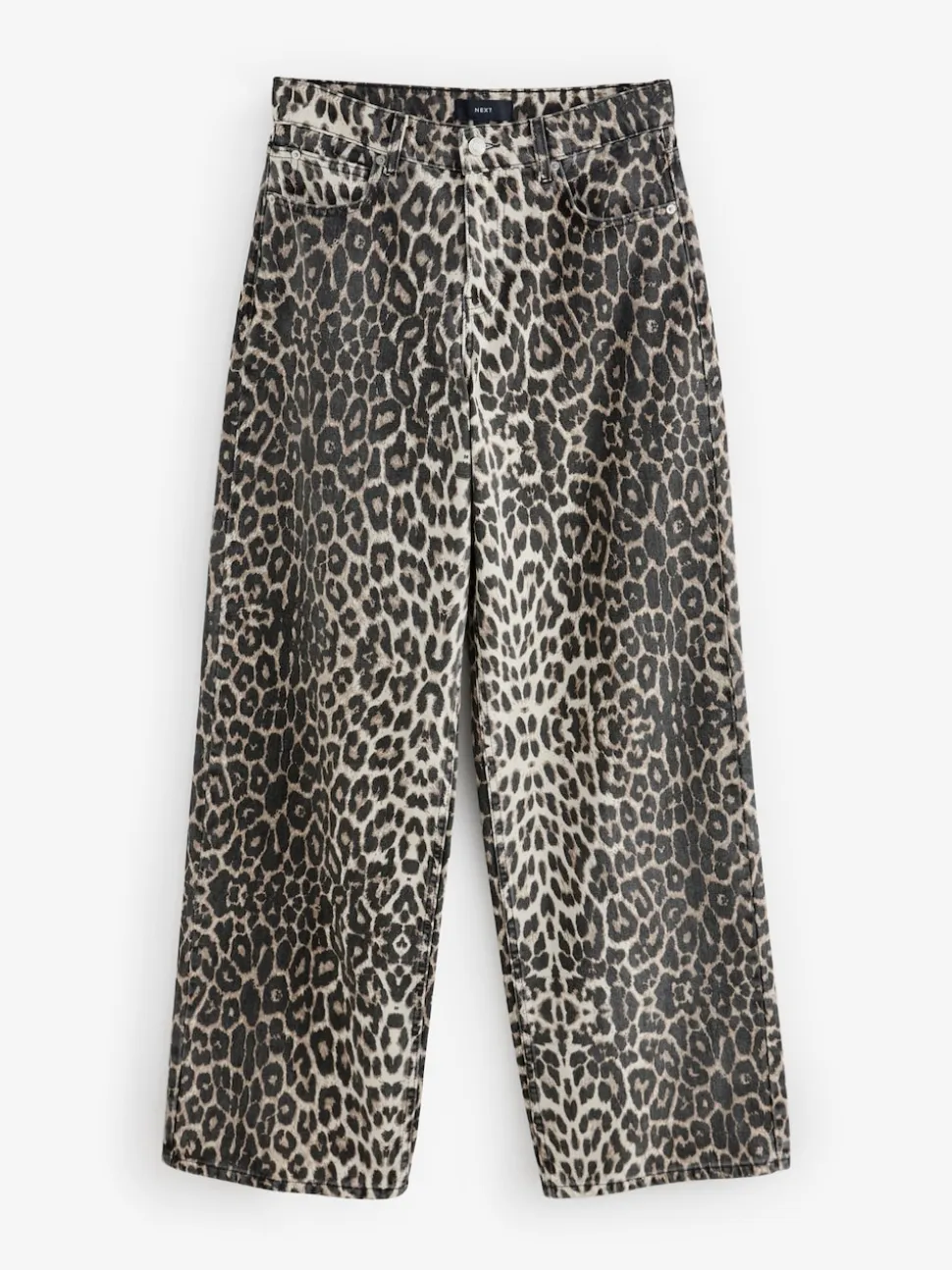 Leopard Print Cotton Wide Leg Jeans