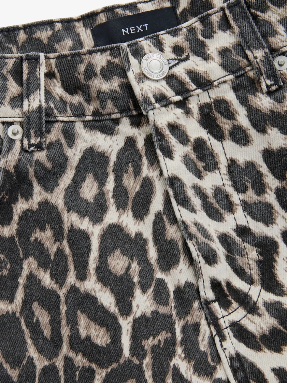 Leopard Print Cotton Wide Leg Jeans
