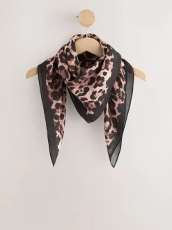 Leopard Print Satin Square Scarf