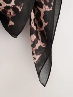 Leopard Print Satin Square Scarf