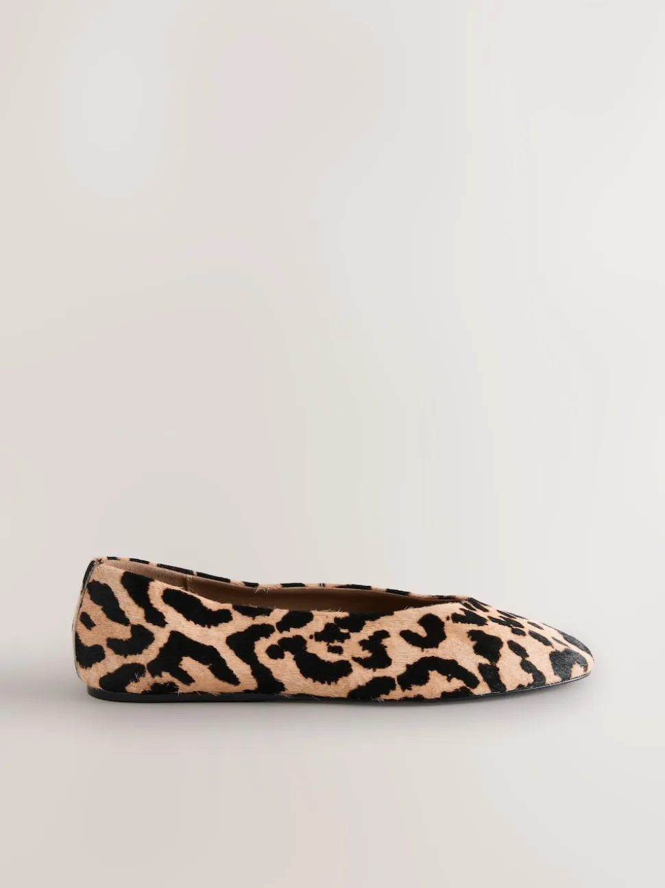 Leopard Print Standard/Wide Fit Leather Round Toe Ballerinas