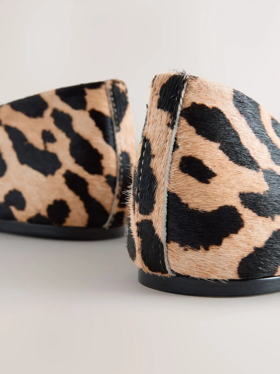 Leopard Print Standard/Wide Fit Leather Round Toe Ballerinas