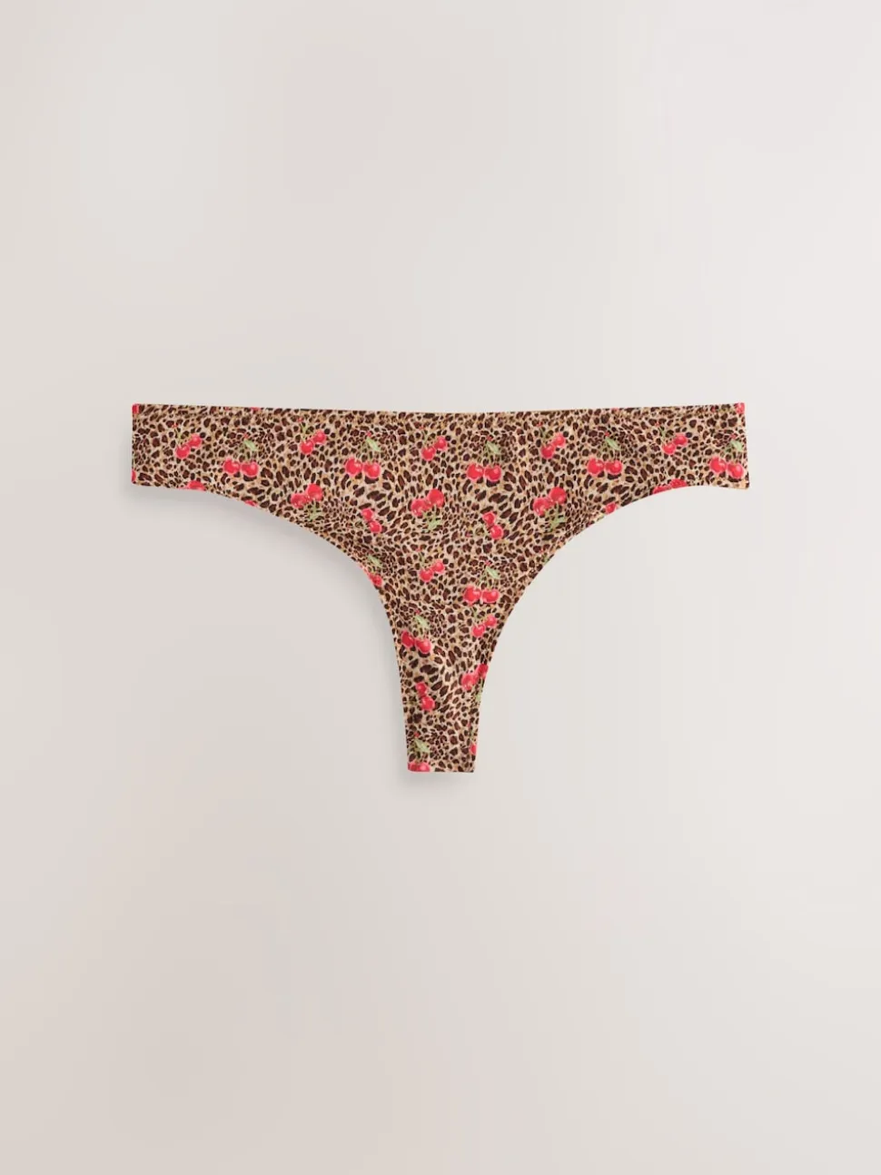 Leopard/Cherry Print Thong Microfibre Knickers 5 Pack