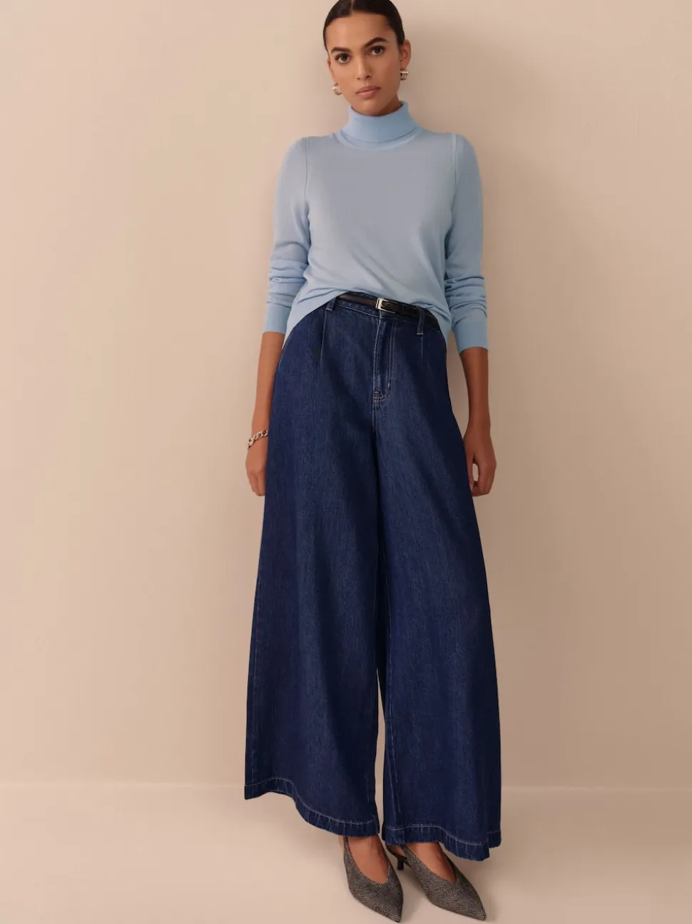 Light Blue 100% Merino Wool N.Premium Roll Neck Jumper