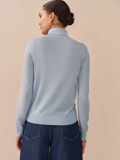 Light Blue 100% Merino Wool N.Premium Roll Neck Jumper