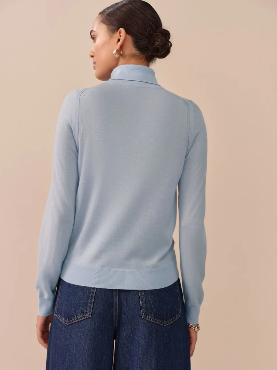 Light Blue 100% Merino Wool N.Premium Roll Neck Jumper