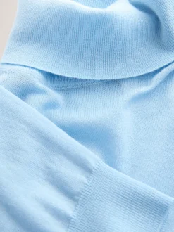 Light Blue 100% Merino Wool N.Premium Roll Neck Jumper