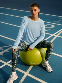 Light Blue Active Crew Neck Long Sleeve T-Shirt