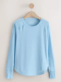 Light Blue Active Crew Neck Long Sleeve T-Shirt