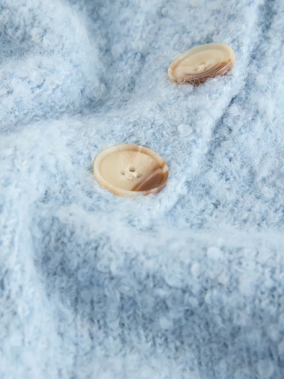 Light Blue Boucle Long Sleeve Polo Jumper