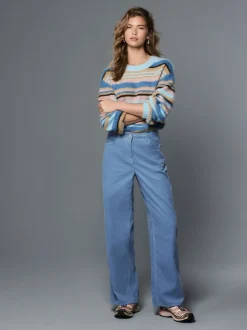 Light Blue Cord Wide Leg Trousers
