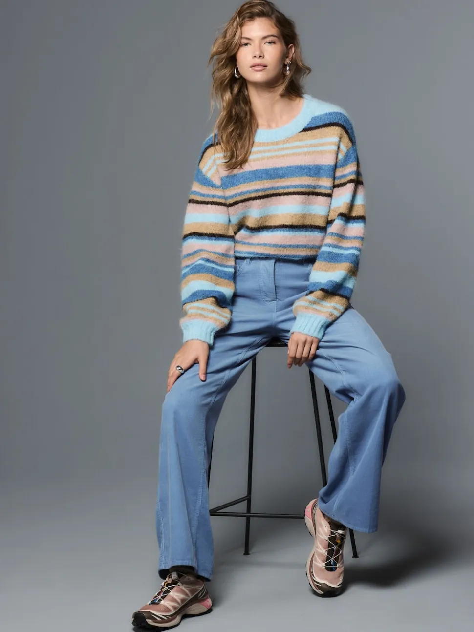 Light Blue Cord Wide Leg Trousers