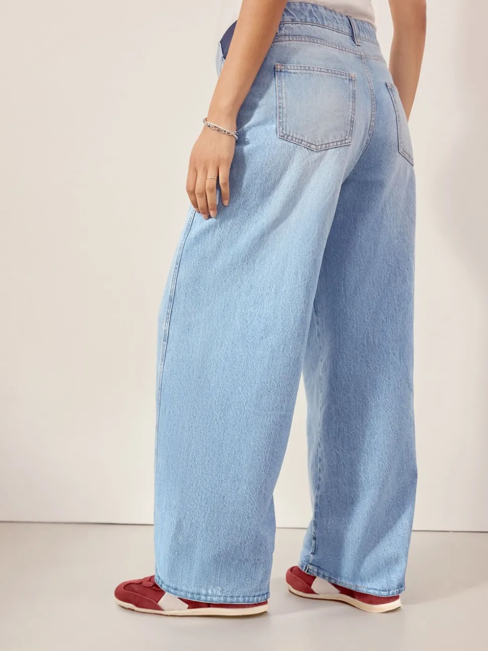 Light Blue Maternity Wide Leg 100% Cotton Jeans
