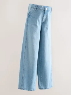 Light Blue Maternity Wide Leg 100% Cotton Jeans