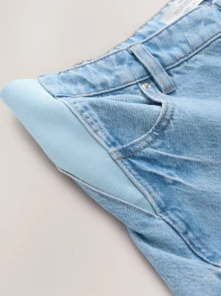 Light Blue Maternity Wide Leg 100% Cotton Jeans