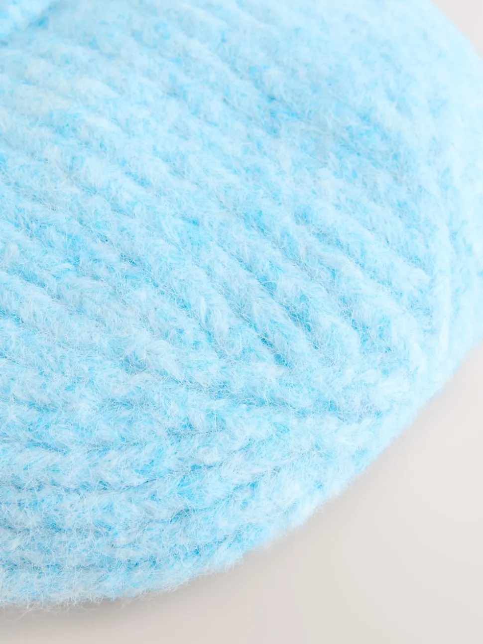 Light Blue Ribbed Beanie Containing Wool Hat