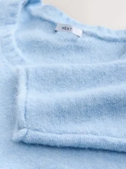 Light Blue Scoop Neck Jumper With Wool