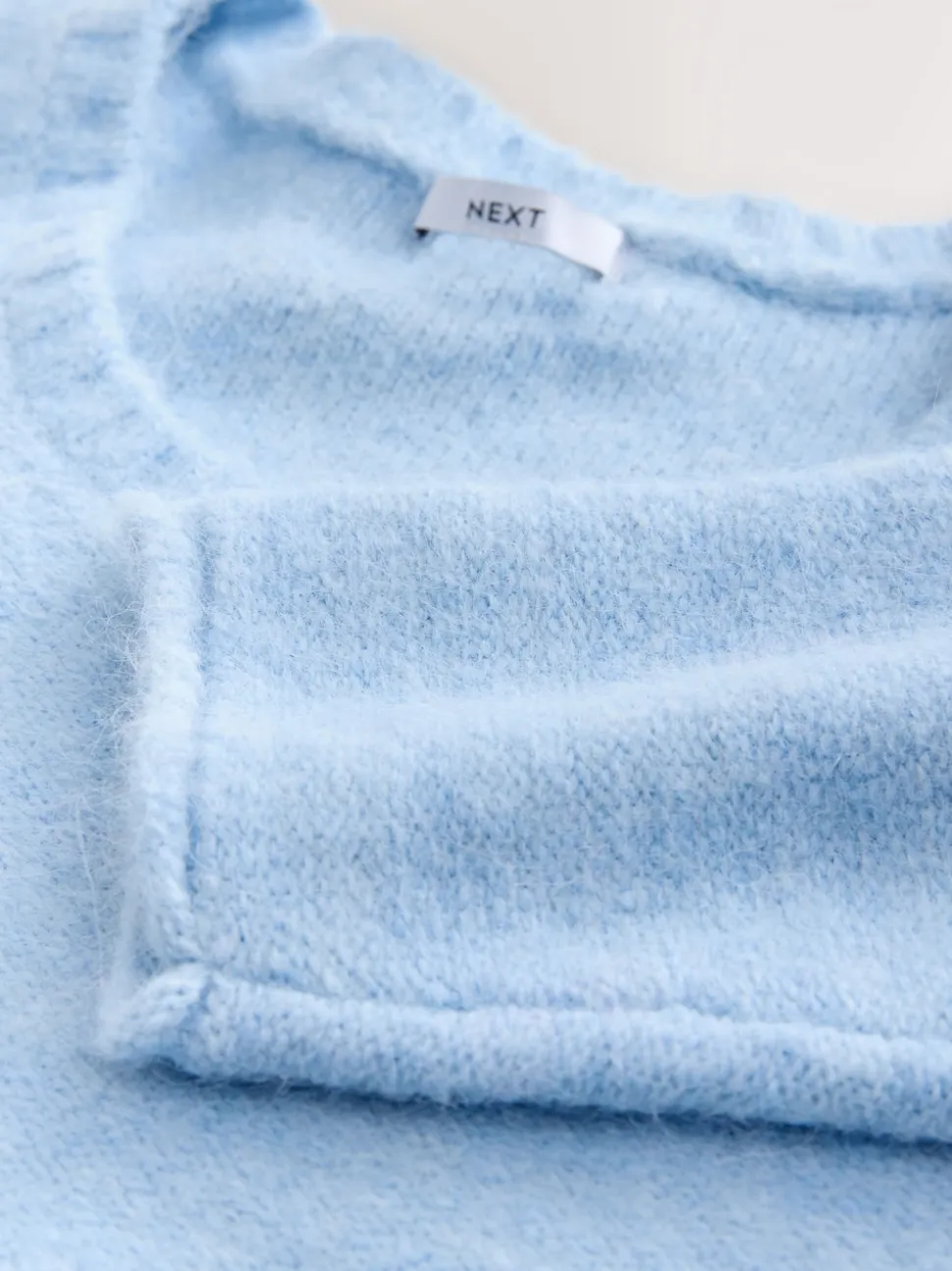 Light Blue Scoop Neck Jumper With Wool