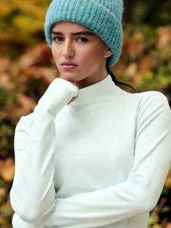 Light Blue Thermal Soft Touch Long Sleeve High Neck Top