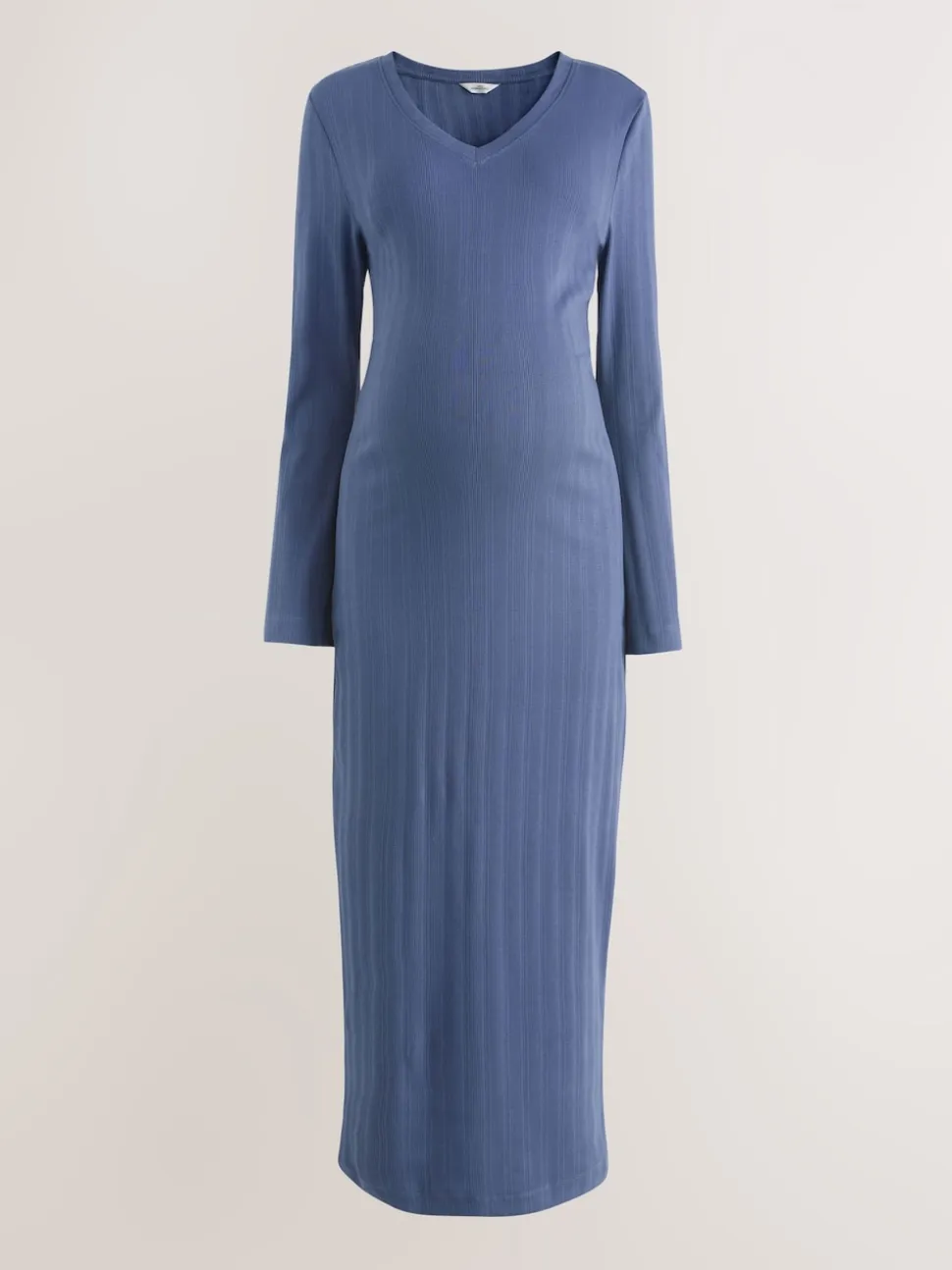 Light Blue Tie Back Ribbed V-Neck Dress