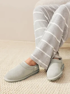 Light Grey Suede Shoot Slippers