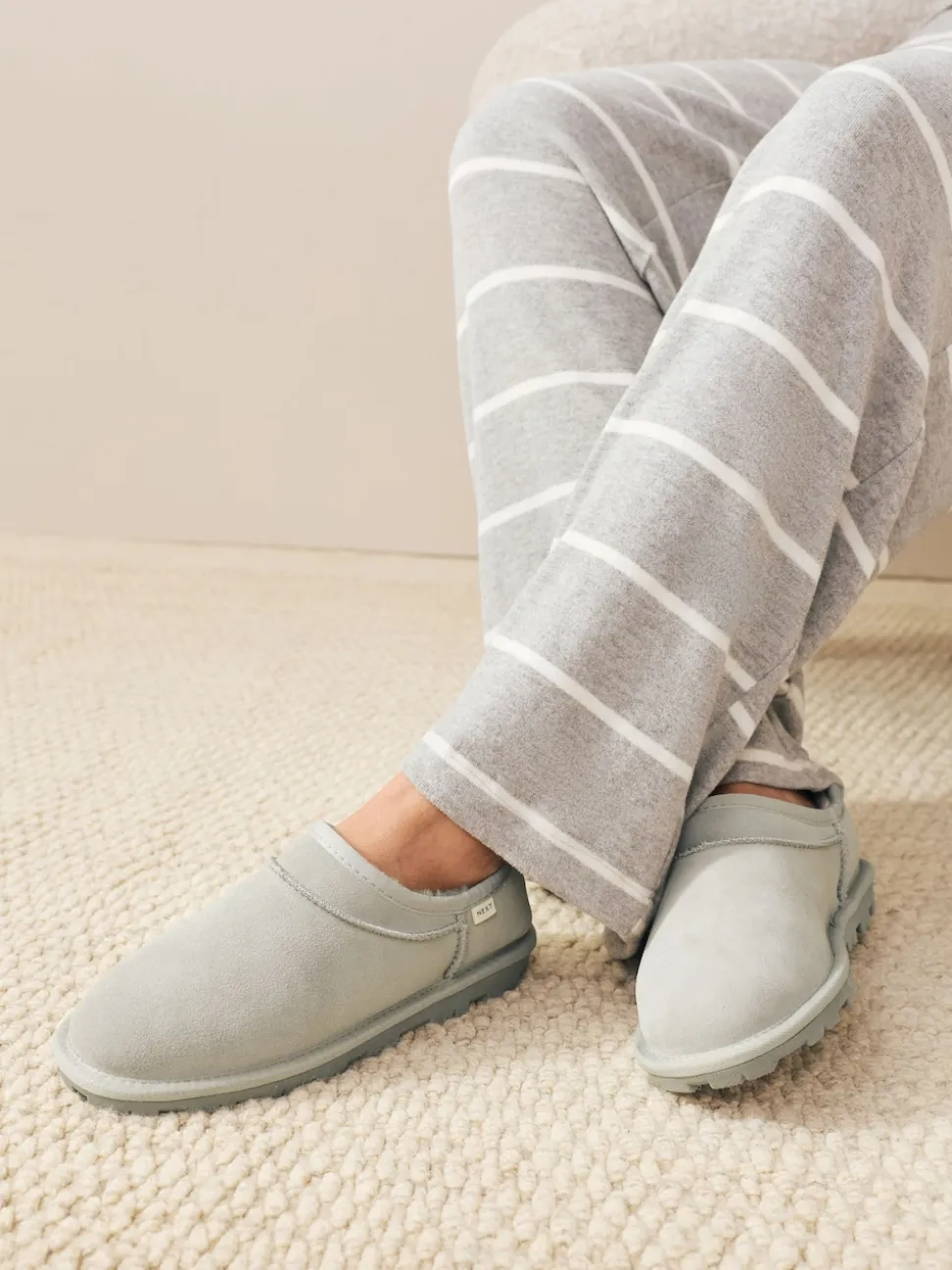 Light Grey Suede Shoot Slippers